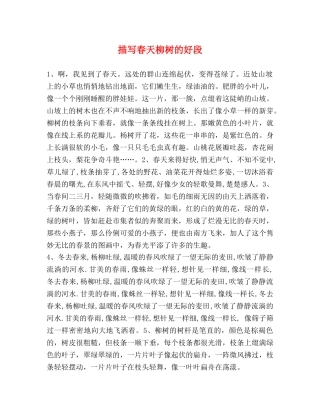 描写春天柳树的好段 