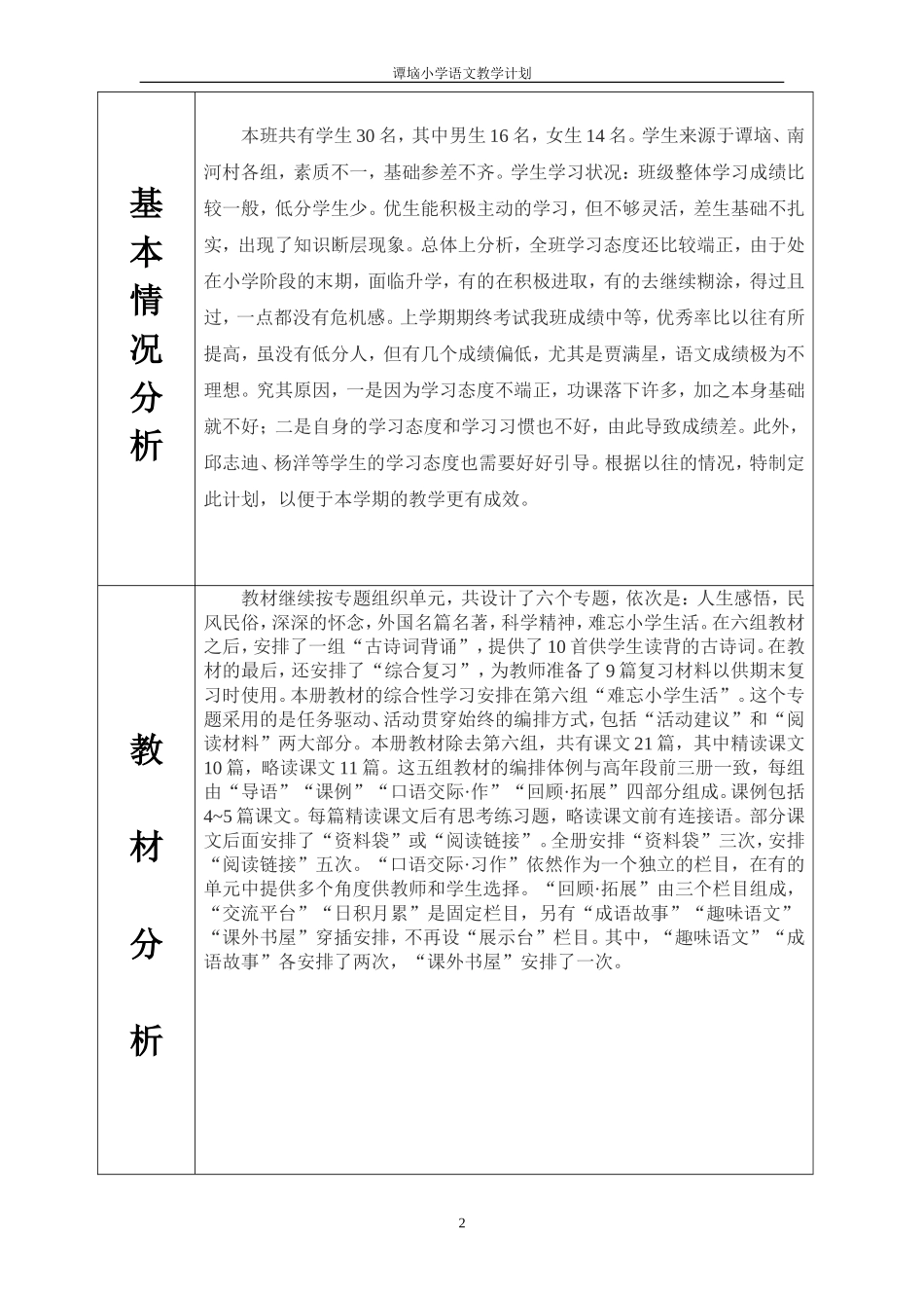 六下教学计划_第2页