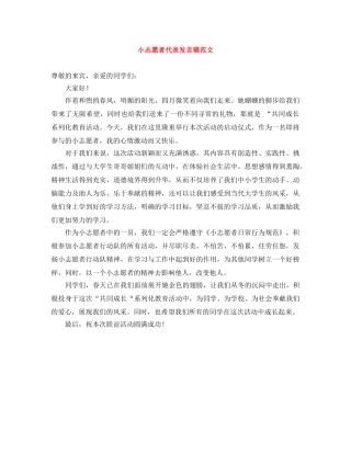 小志愿者代表发言稿范文 