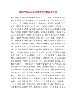 推进跨越式发展构建和谐少数民族区域 
