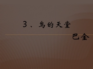3、鸟的天堂