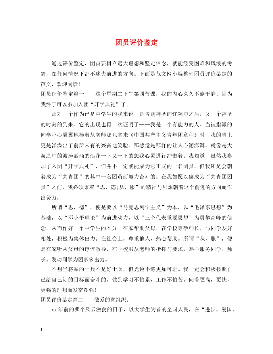 团员评价鉴定 _第1页