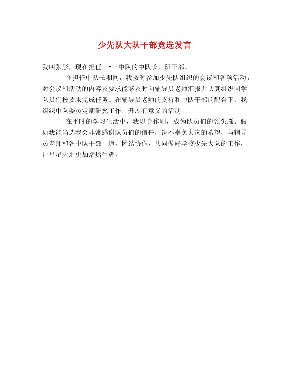 少先队大队干部竞选发言 _第1页