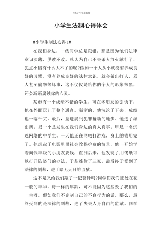 小学生法制心得体会