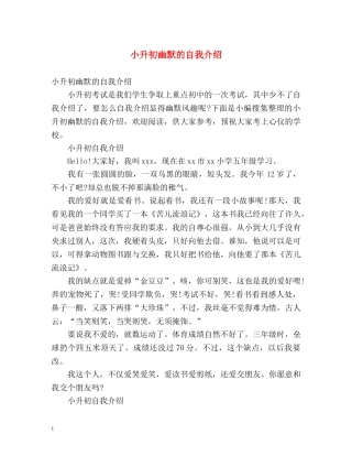 小升初幽默的自我介绍 