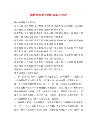 摘抄描写春天的好词好句好段 