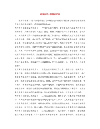 教育实习小组鉴定评语 