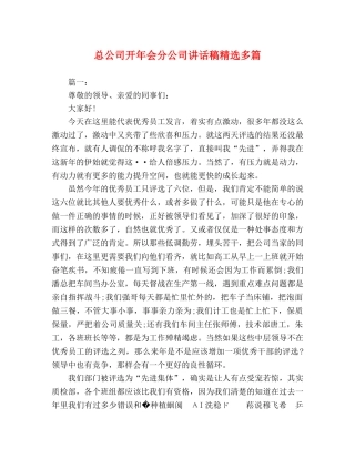 总公司开年会分公司讲话稿精选多篇 