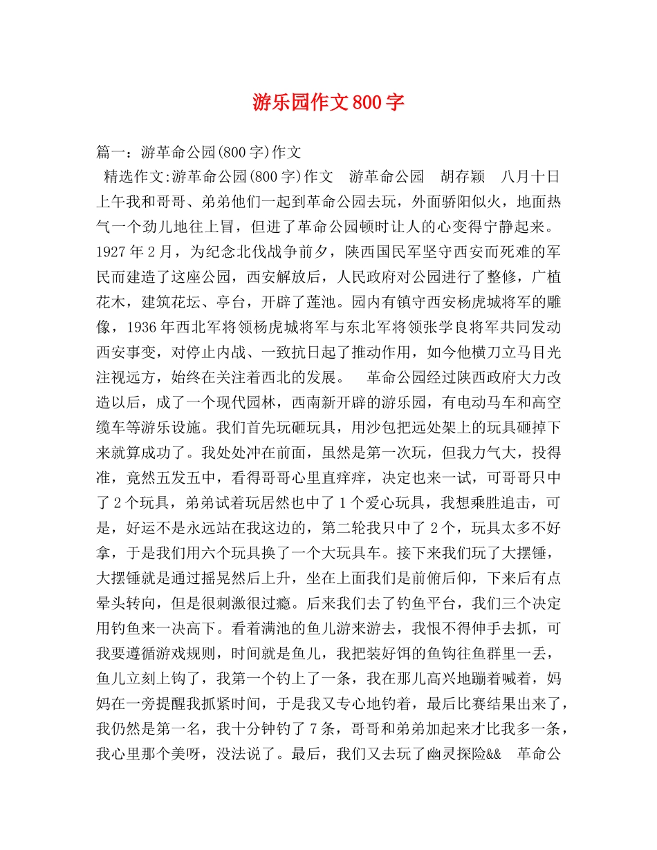 游乐园作文800字 _第1页