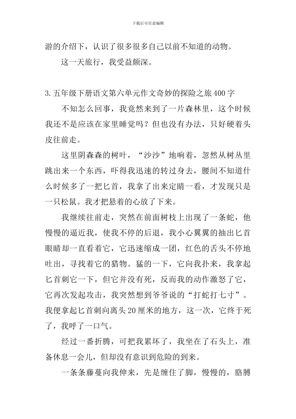 五年级下册语文第六单元作文神奇的探险之旅400字5篇_第3页