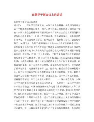 在领导干部会议上的讲话 