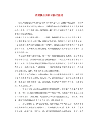 法院执行局实习自我鉴定 