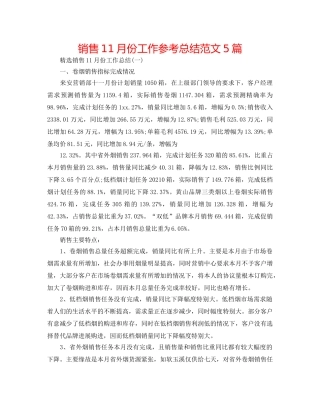 销售11月份工作参考总结范文5篇 