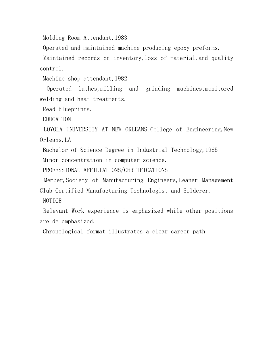 工业工程师英文简历2 _第2页