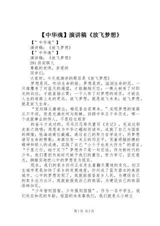 【中华魂】演讲稿范文《放飞梦想》