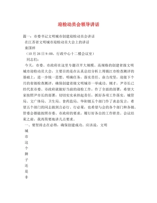 迎检动员会领导讲话 