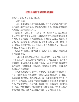 统计局科级干部竞职演讲稿 
