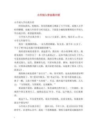 小升初入学自我介绍 