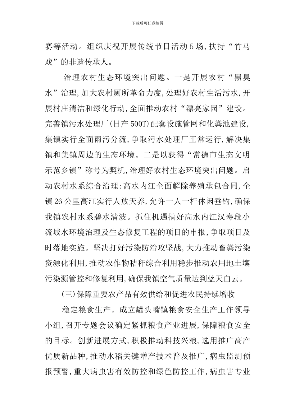 罐头嘴镇2024年工作总结及2024年工作思路_第3页