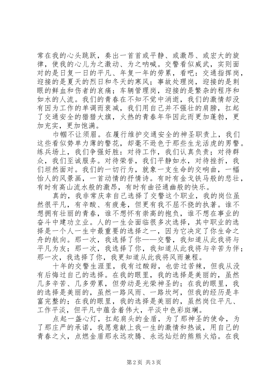 交警爱岗敬业演讲致辞5则范文_第2页