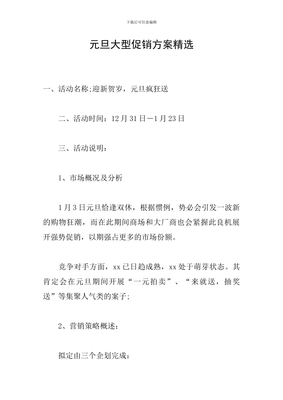 元旦大型促销方案精选_第1页