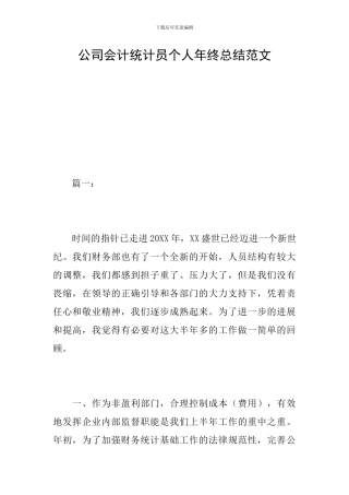 公司会计统计员个人年终总结范文