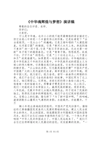 《中华魂辉煌与梦想》演讲稿范文_1