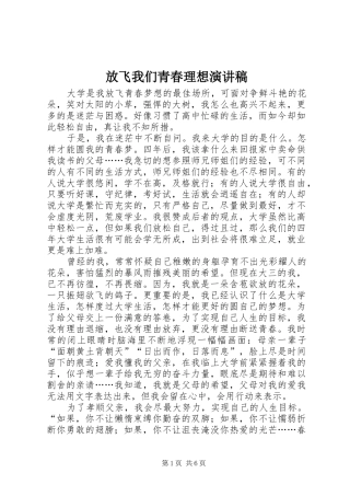 放飞我们青春理想演讲稿范文