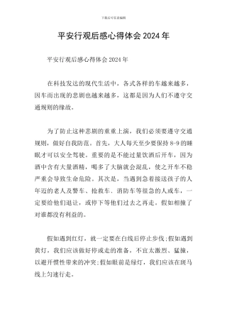 平安行观后感心得体会2024年