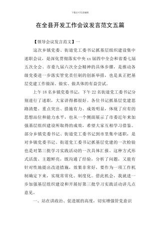 在全县开发工作会议发言范文五篇