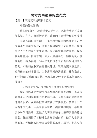农村支书述职报告范文