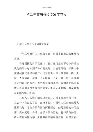初二元宵节作文700字范文