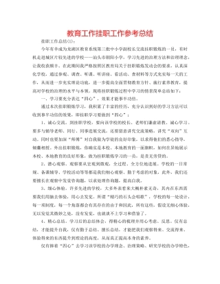 教育工作挂职工作参考总结 