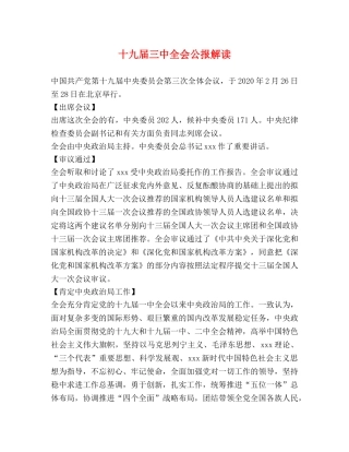十九届全会公报解读 