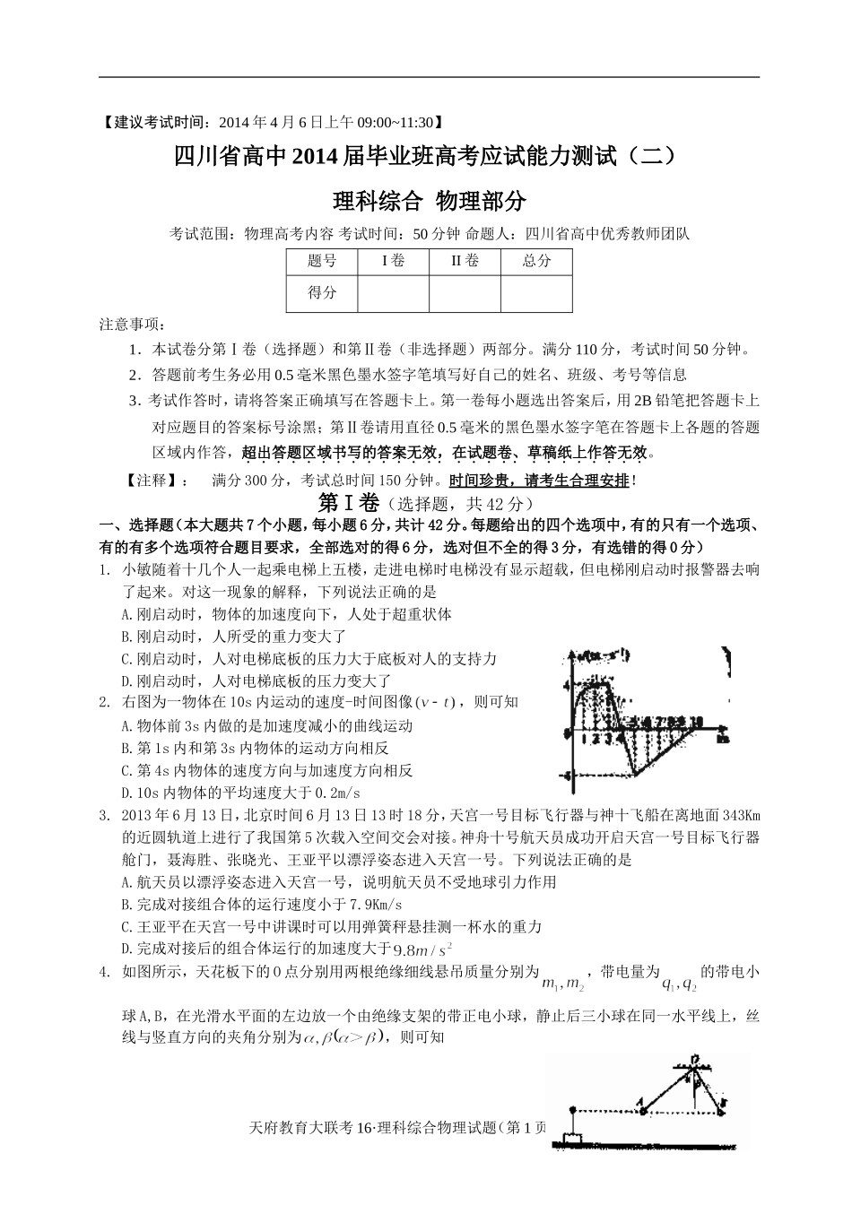 物理天府联考_第1页