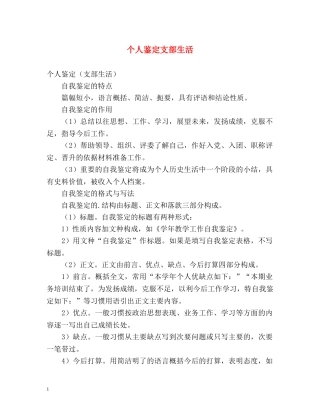 个人鉴定支部生活 