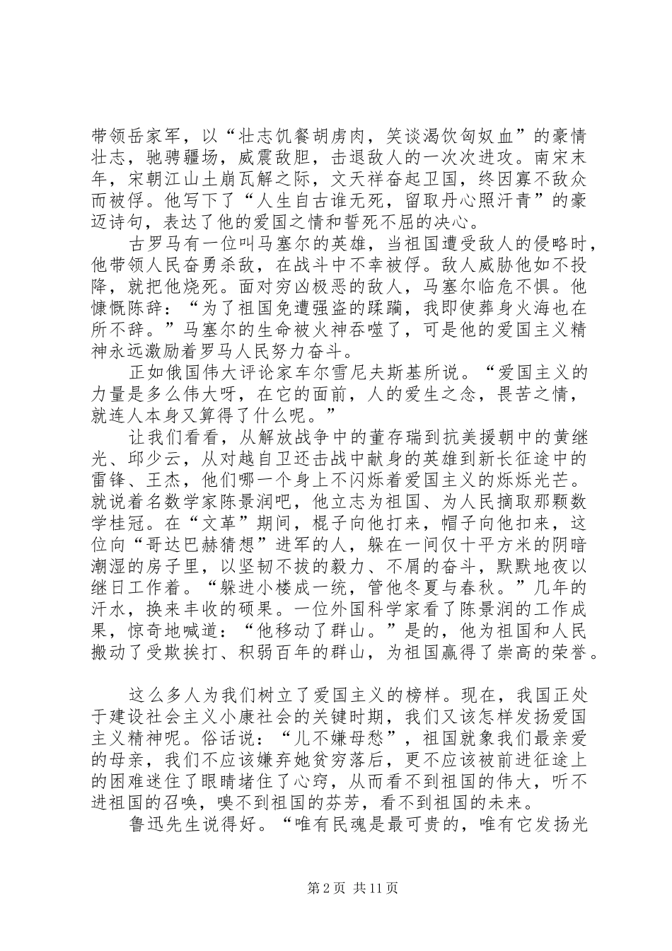 爱国主义精神演讲稿范文_第2页