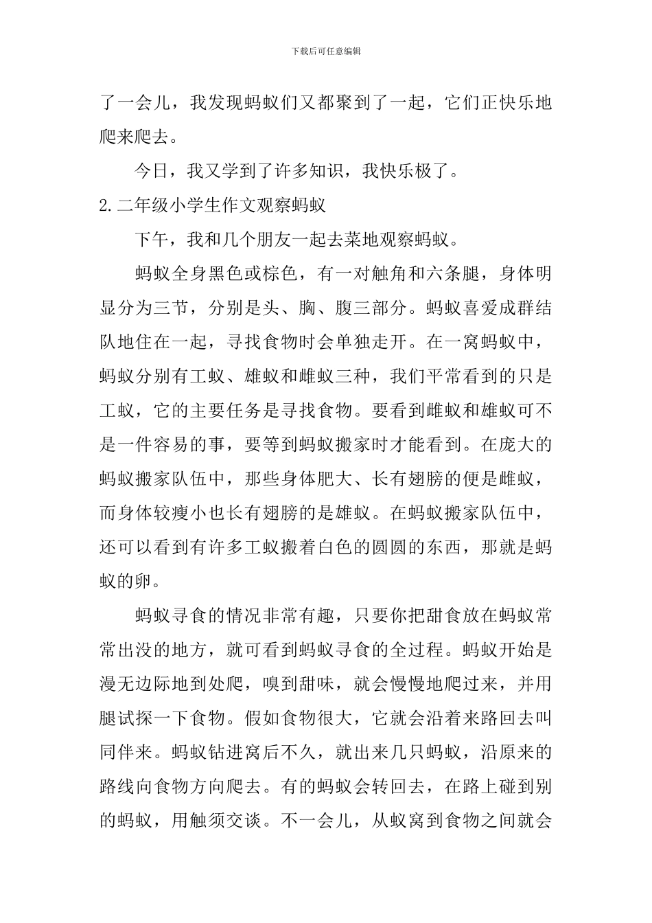 二年级小学生作文观察蚂蚁_第2页
