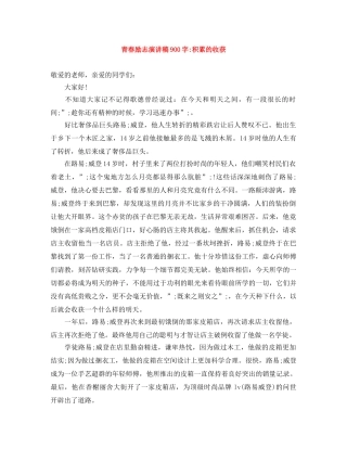 青春励志演讲稿900字-积累的收获 