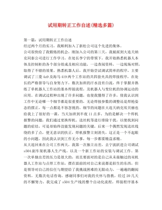 试用期转正工作自述(精选多篇) 