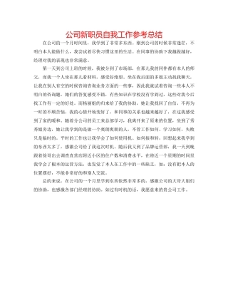 公司新职员自我工作参考总结 
