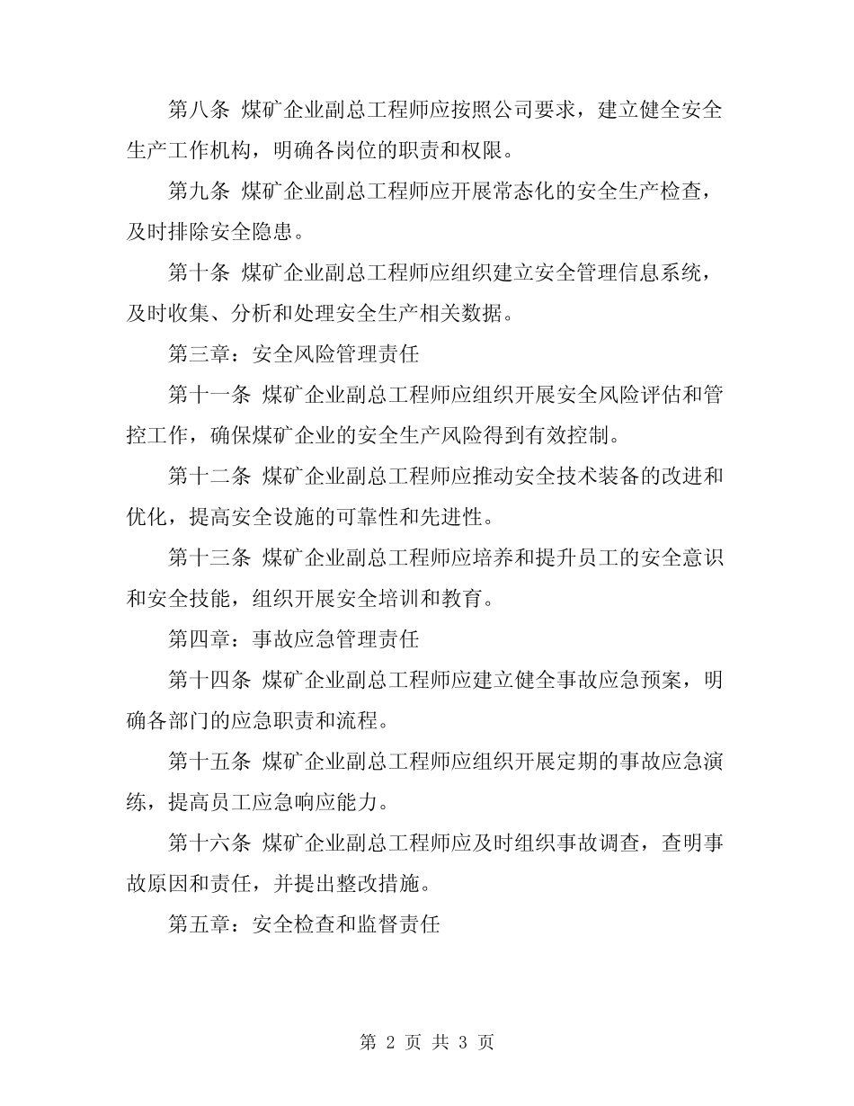 2024年煤业公司副总工程师安全生产责任制_第2页