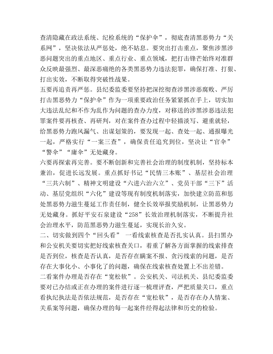 在扫黑除恶专项斗争工作推进会上的2024讲话稿 _第3页