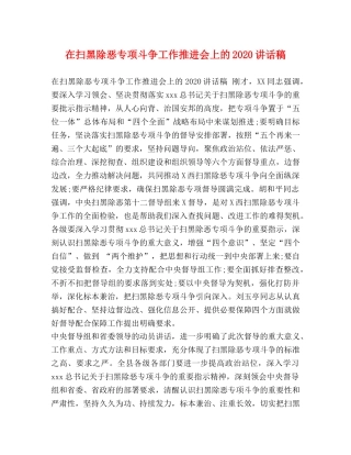 在扫黑除恶专项斗争工作推进会上的2024讲话稿 