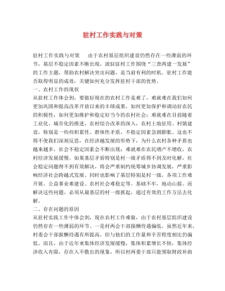 驻村工作实践与对策2 