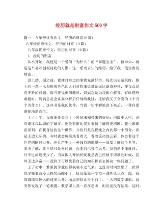 经历就是财富作文500字 