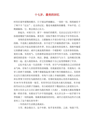 十七岁，最美的回忆 