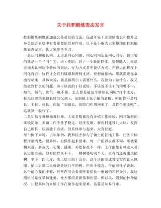 关于挂职锻炼表态发言 