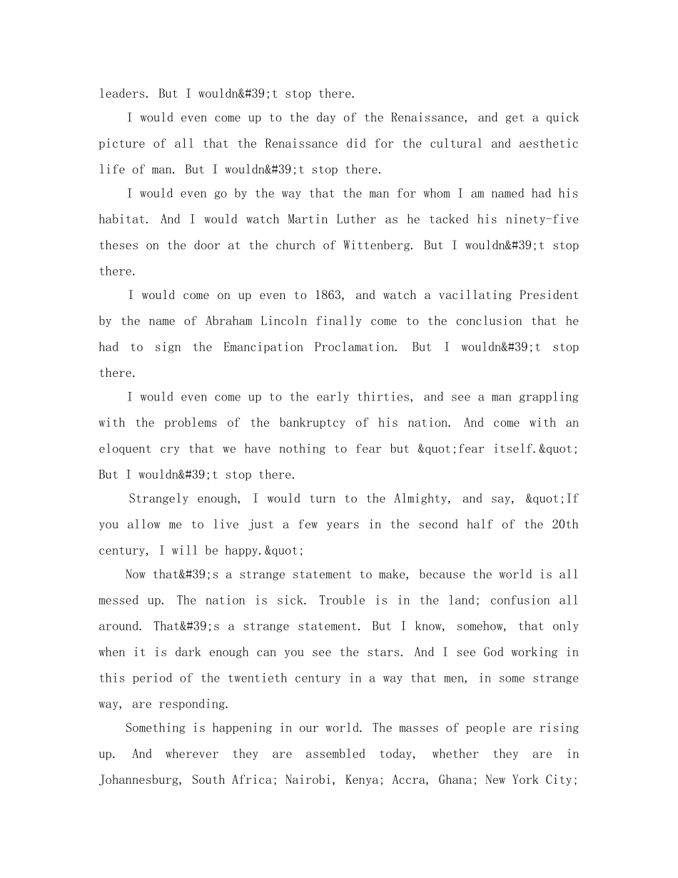 马丁·路德·金英语演讲稿我已达至峰顶 _第2页