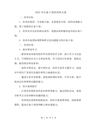 2024年后备干部培训班方案